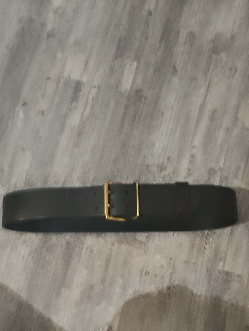 Lauren By Ralph Lauren Women's Black Leather Belt with Gold Buckle